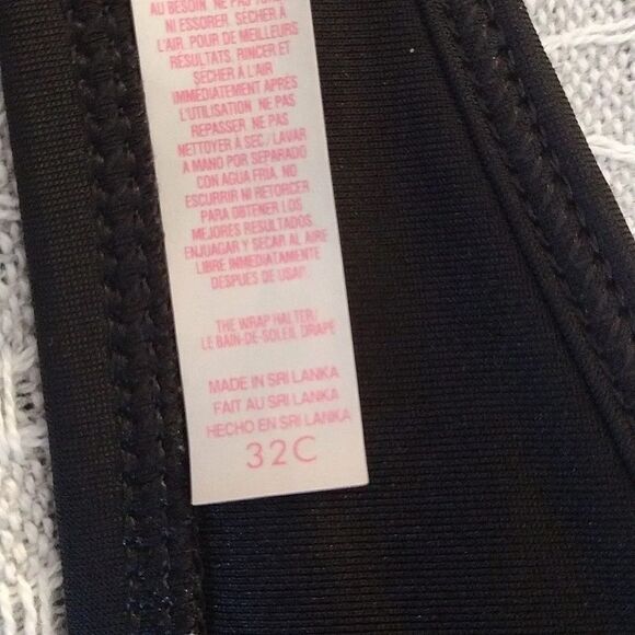 Victoria's Secret 2015 Black The Wrap Halter Bikini Swim Top Size 32C - Picture 10 of 12